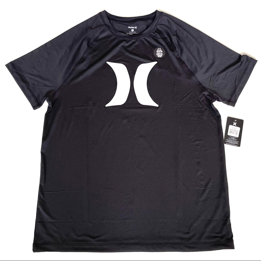 NWT Men’s Large SPF 50 Hurley black short sleeve rash guard